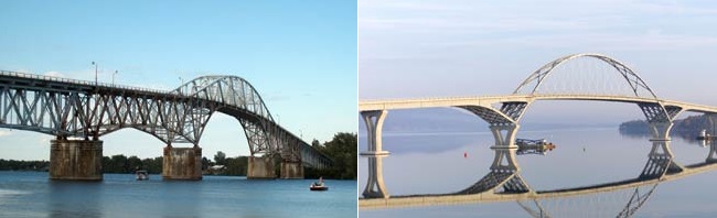 Photo of old and new bridges side by side